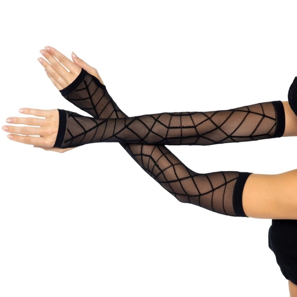 Black Spiderweb Costume Gloves